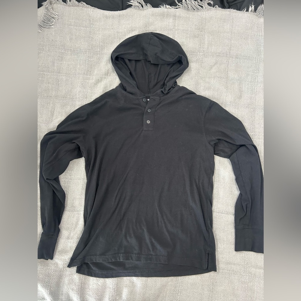Black long sleeve shirt with hood